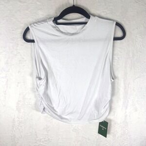 Halara Tank Top Ruched Side  XL White Womens NWT